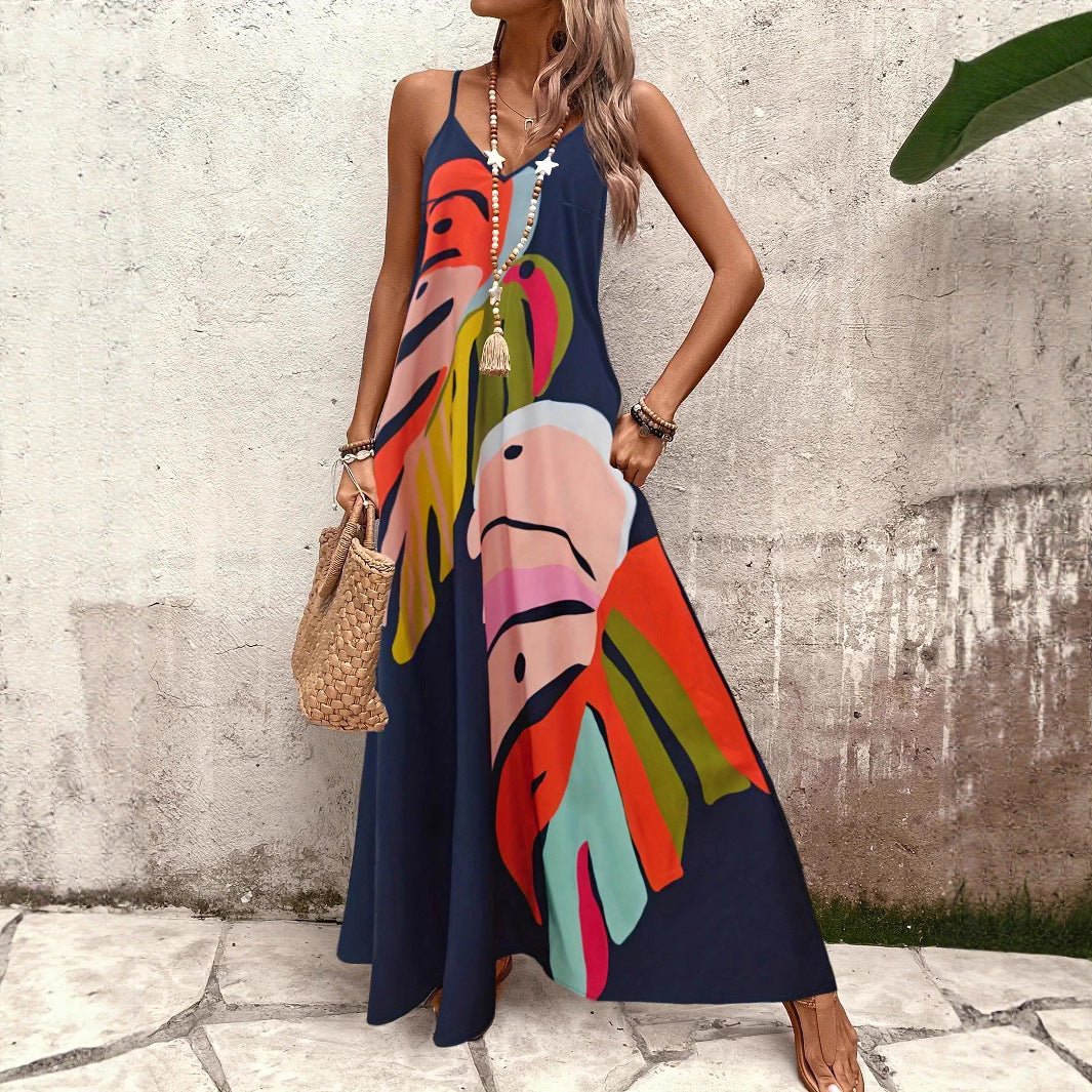 Maxi dress for women with creative leaf pattern Lune London