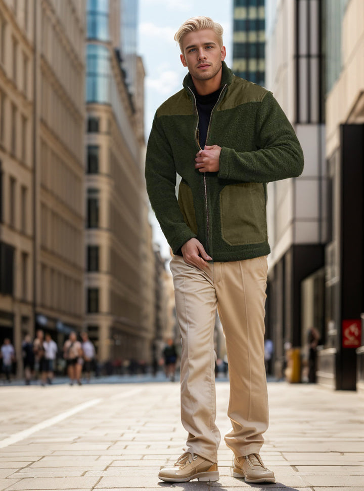 Veste de plein air pour hommes en peluche avec col montant et poches pratiques Lune London