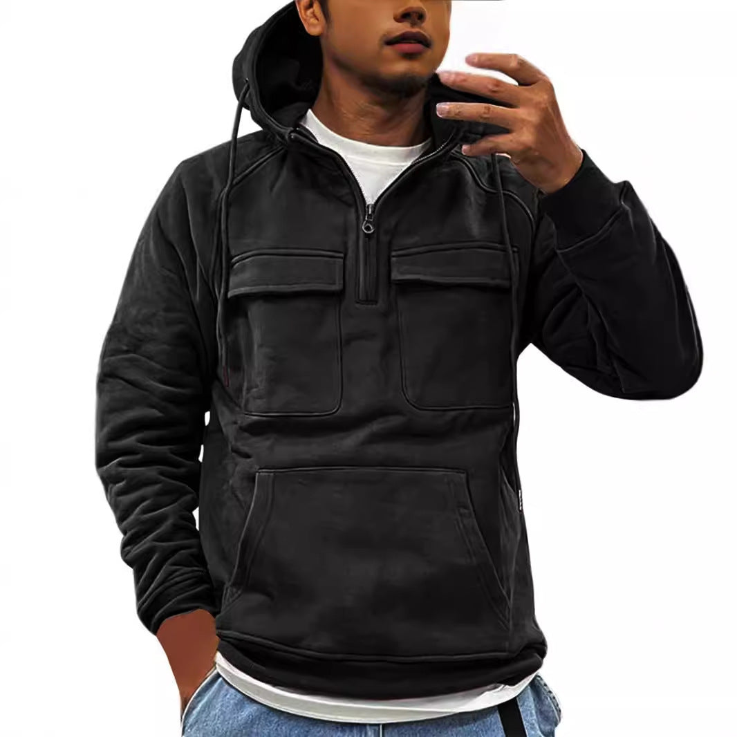 Outdoor pullover for men with practical pockets and high collar Lune London