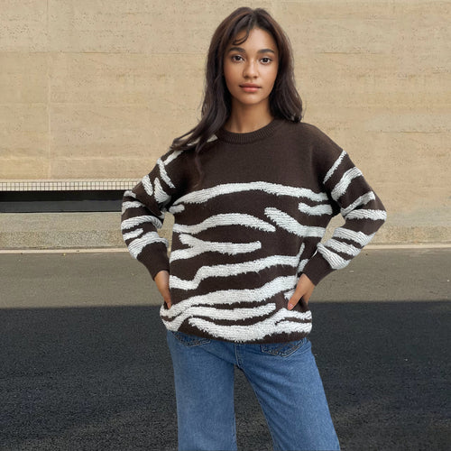 Knitted sweater for ladies with a creative textured pattern Lune London