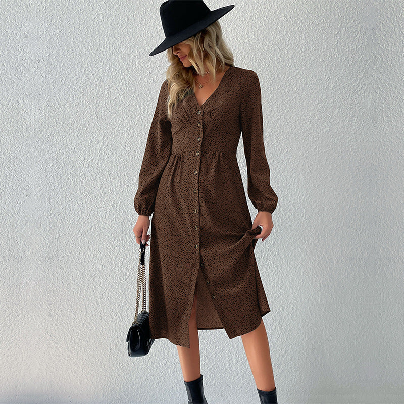 Midi dress for women with buttoning and voluminous sleeves Lune London