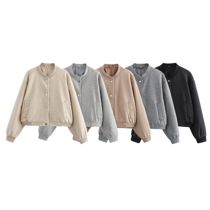 Casual bomber jacket for women in high-quality wool blend with practical pockets Lune London