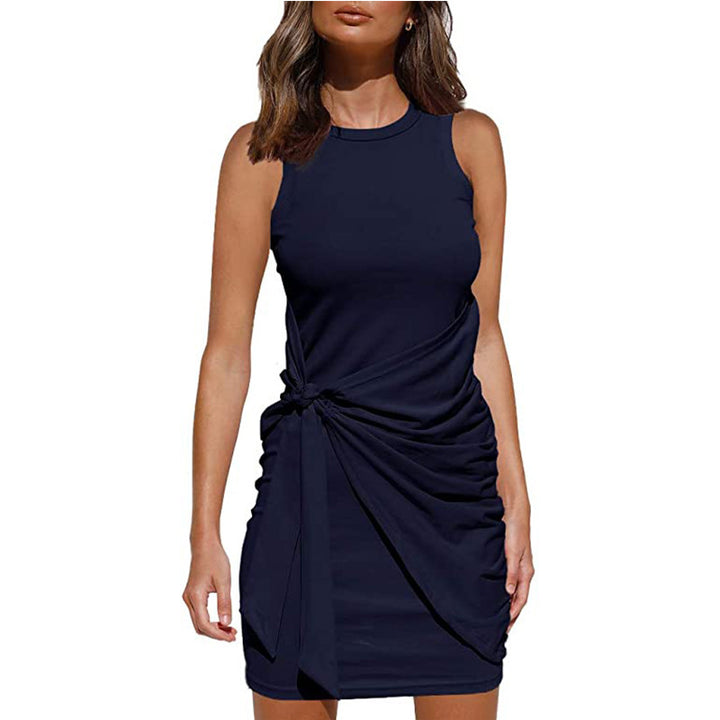 Chic and Stylish Draped Twisted Sleeveless Mini Dress