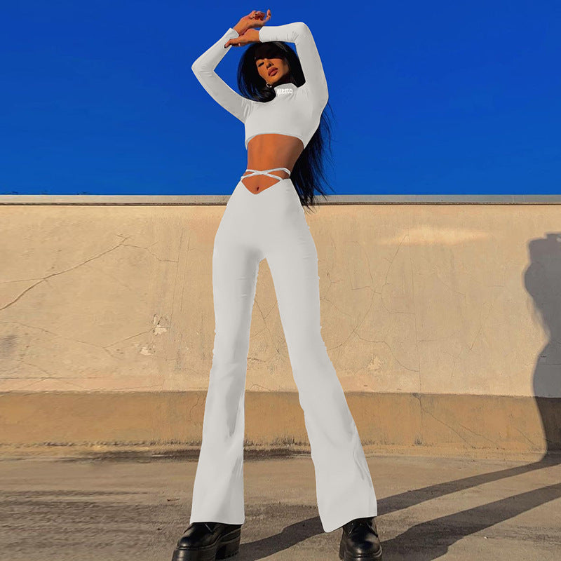 Ladies Lounge Set Slim Cut with High Waist and Flared Pants Lune London