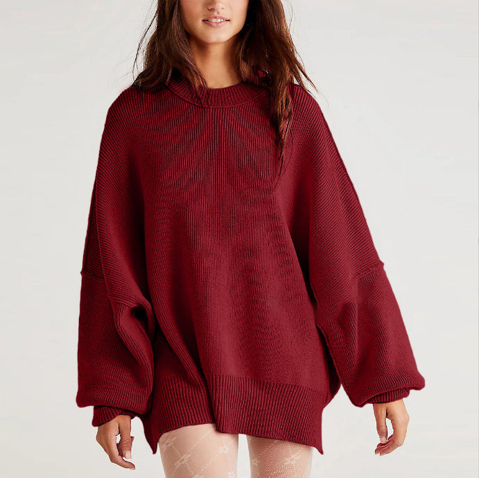 Oversized knitted sweater for women with wide sleeves and a textured surface Lune London