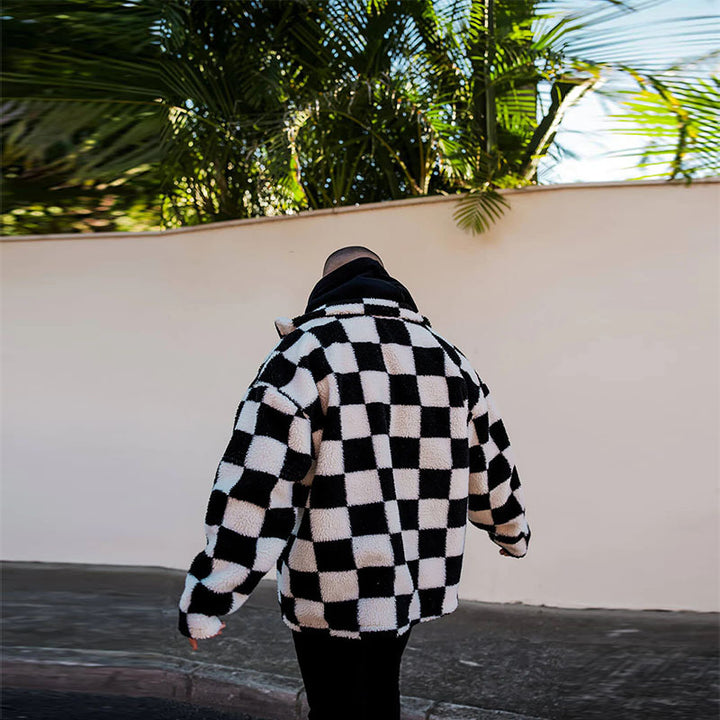 Trendy checked padded coat for men with practical pockets Lune London