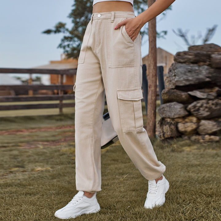 Women's cargo pants with side pockets and high waist Lune London