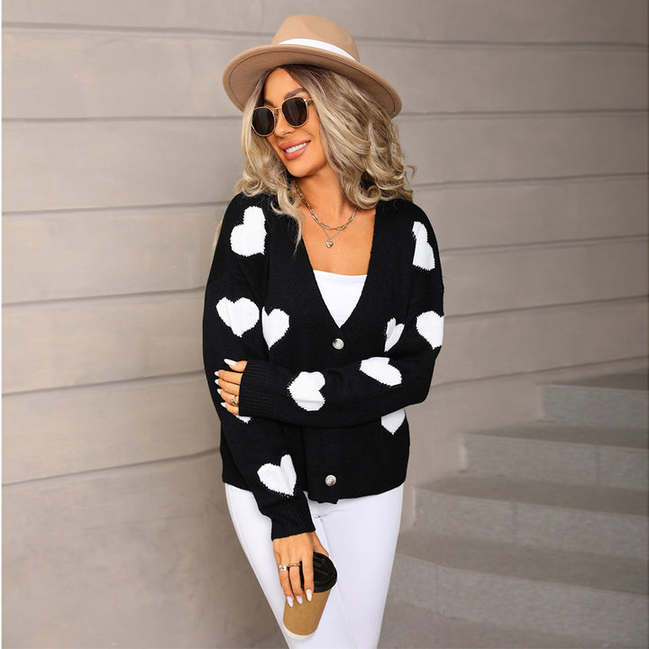 Knitted jacket for women with heart pattern Lune London