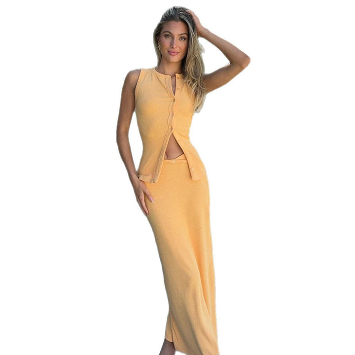 Maxi dress for women with button placket and elegant cut Lune London
