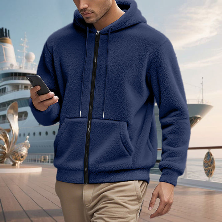 Men's Fleece Hoodie with Side Zipped Pockets Lune London