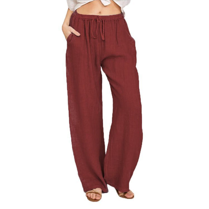 Comfortable and breathable linen pants for women with elastic waistband and side pockets Lune London