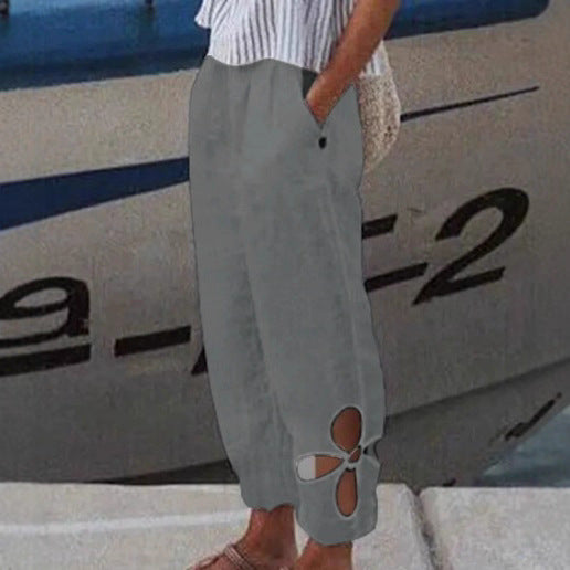 Pantalons Palazzo pour femmes avec découpes florales et poches latérales pratiques Chic & Stil