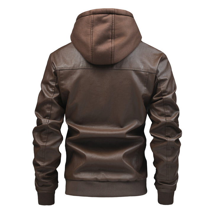 Men's leather jacket with removable hooded inner lining Lune London