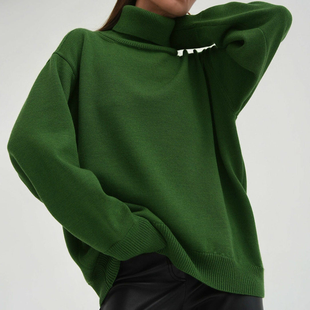 Women's Oversized Turtleneck Sweater with Ribbed Texture Lune London