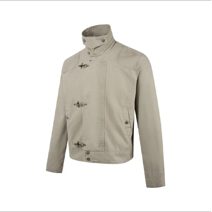 Men's Fashionable Short Jacket with Innovative Buckles and Practical High-Collar Lune London