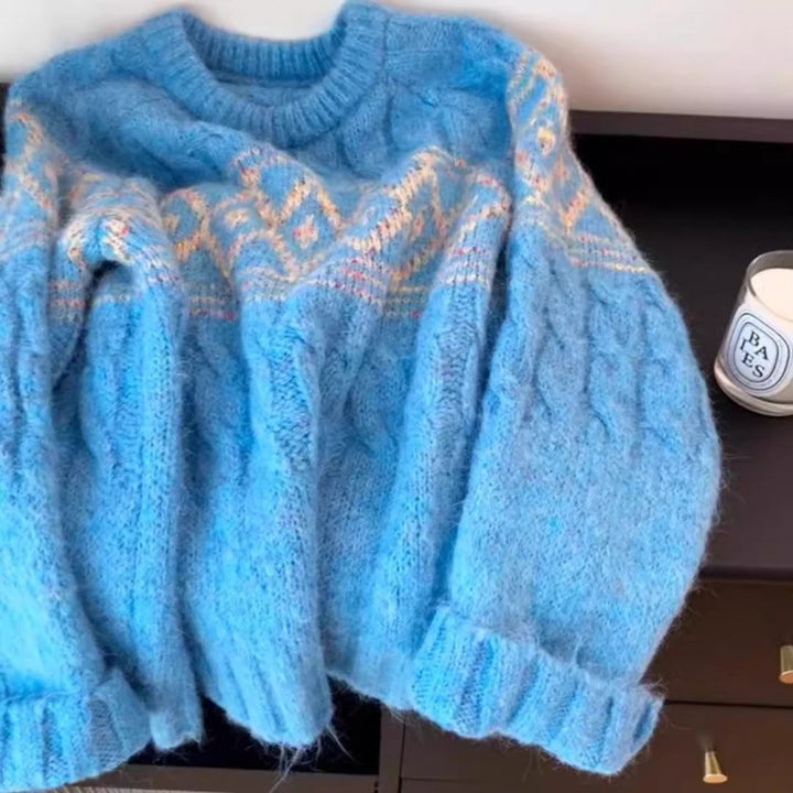 Pull à mailles épaisses pour femmes avec motif nordique et matériau doux Chic & Stil