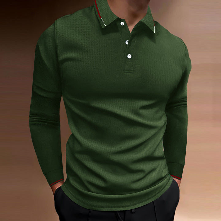 Long sleeve polo shirt for men with textured design Lune London