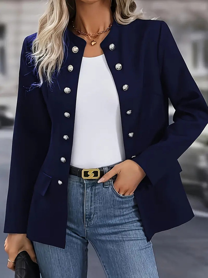 Ladies Fashion Blazer with Chic Button Detail and Style