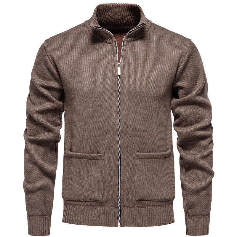 Casual knit jacket for men with high collar and practical pockets Lune London