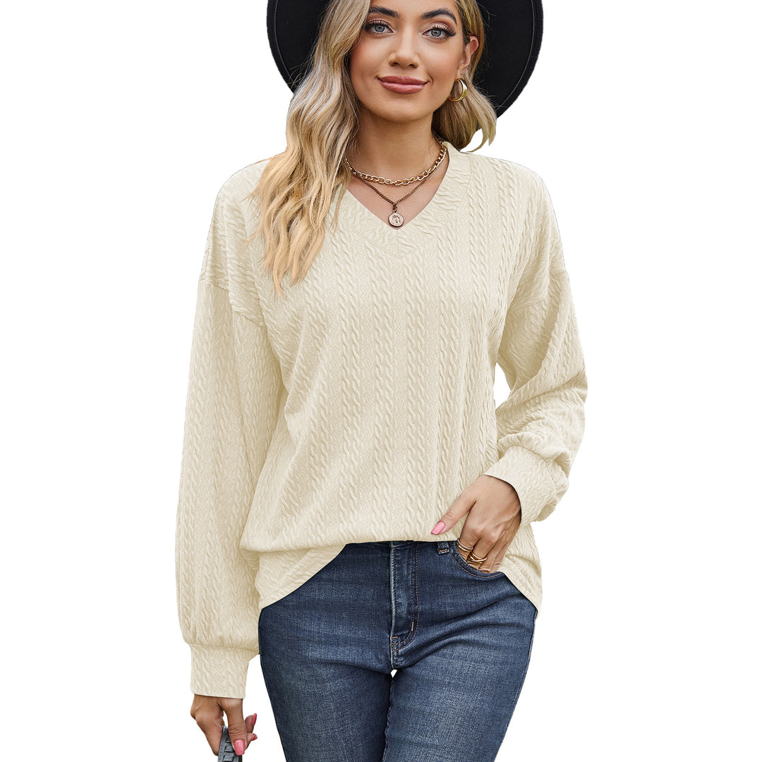Ladies' viscose sweater with textured cable pattern and relaxed fit Lune London