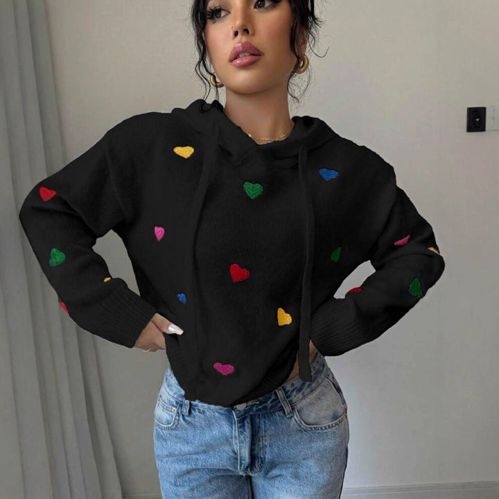 Sweat à capuche pour femmes avec design de cœur coloré et capuche Chic & Stil