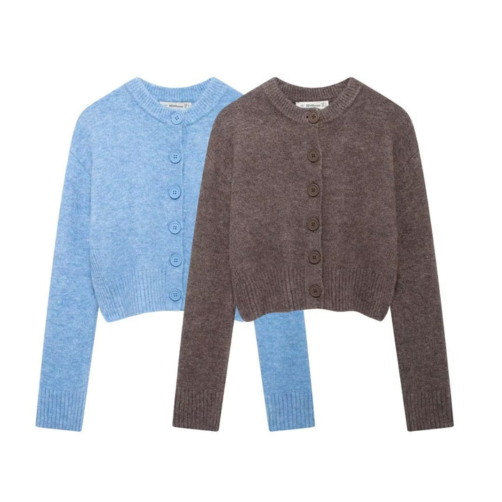 Cardigan court en tricot élégant pour femme avec fermeture par bouton Chic & Stil