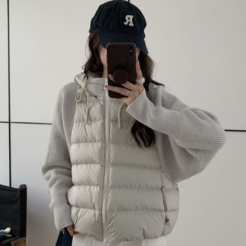 Ladies insulating hybrid jacket with voluminous sleeves and hood Lune London
