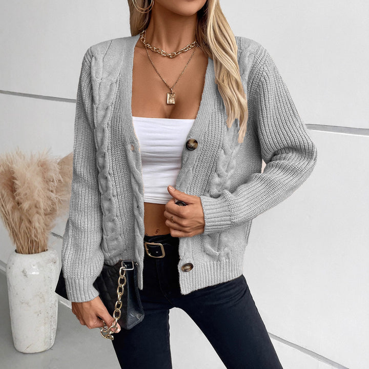 Cardigan for women with cable pattern and button details Lune London