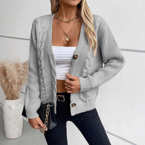 Cardigan for women with cable pattern and button details Lune London
