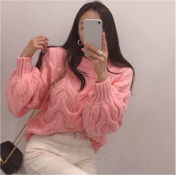 Sweater en tricot épais pour femmes avec une structure de motif en câble élégant et une coupe décontractée Chic & Stil