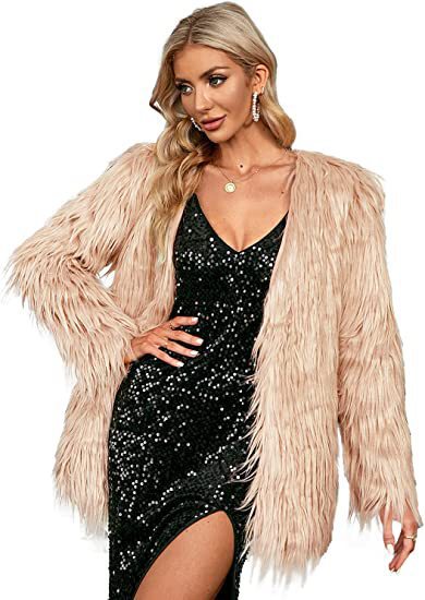 Ladies extravagant faux fur coat with fluffy texture Lune London