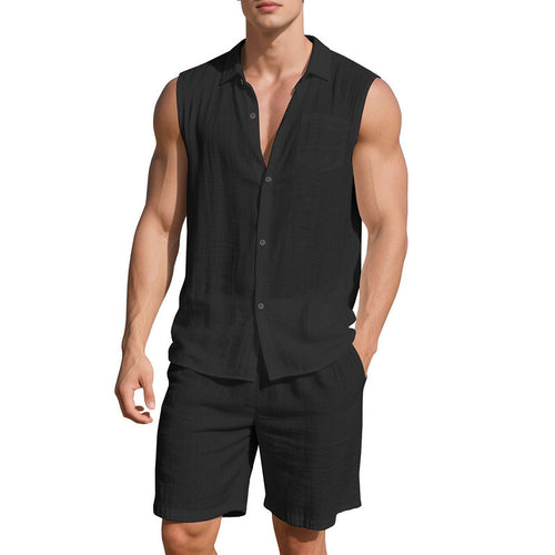 Tenue d'été décontractée pour hommes avec chemise sans manches et shorts Lune London