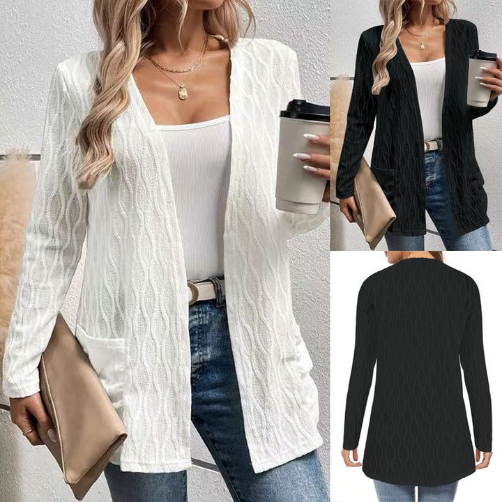 Women's knitted jacket with structured pattern and casual cut Lune London