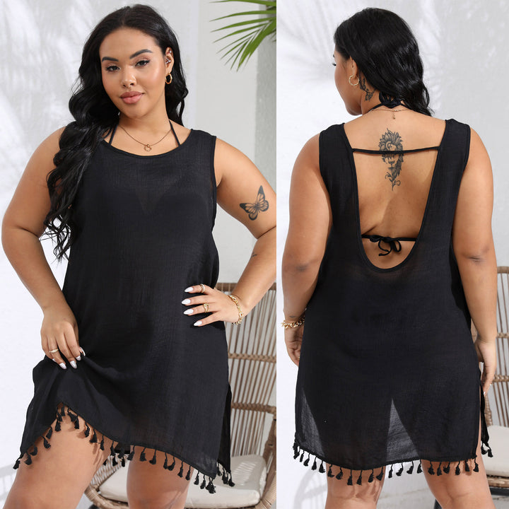 Lightweight cover-up dress for women with fringes Lune London