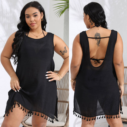 Lightweight cover-up dress for women with fringes Lune London