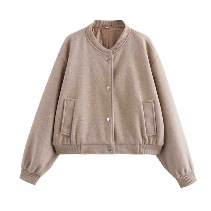Casual bomber jacket for women with snap button closure and soft pockets Lune London