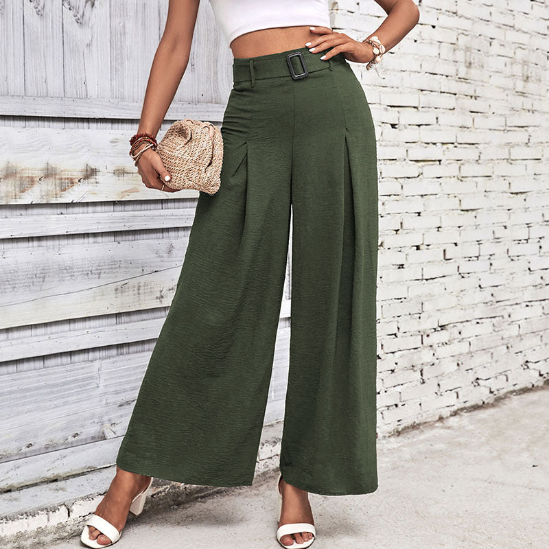 Elegant high waist wide trousers for women with belt and pleats Lune London