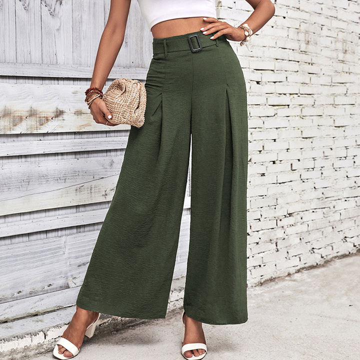 Elegant high waist wide trousers for women with belt and pleats Lune London