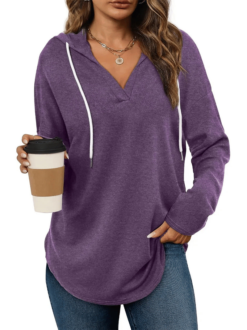 Women's casual hoodie with V-neck and long sleeves Lune London