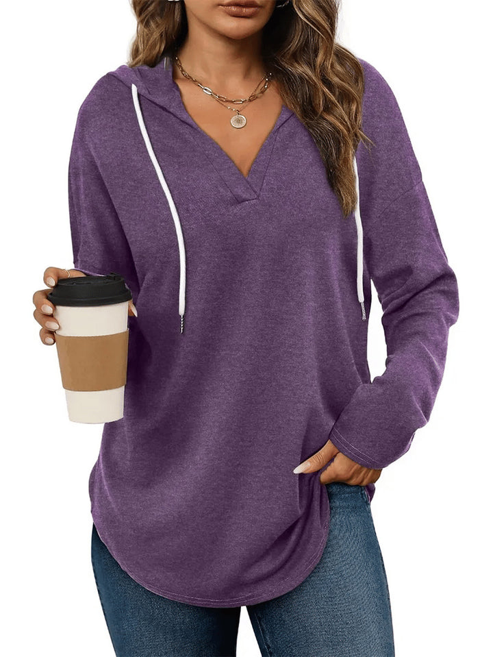 Women's casual hoodie with V-neck and long sleeves Lune London