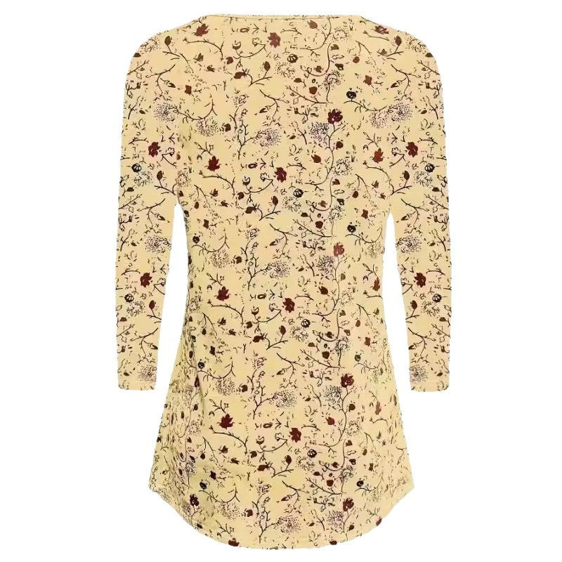 Long sleeve t-shirt for women with floral pattern and A-line cut Lune London