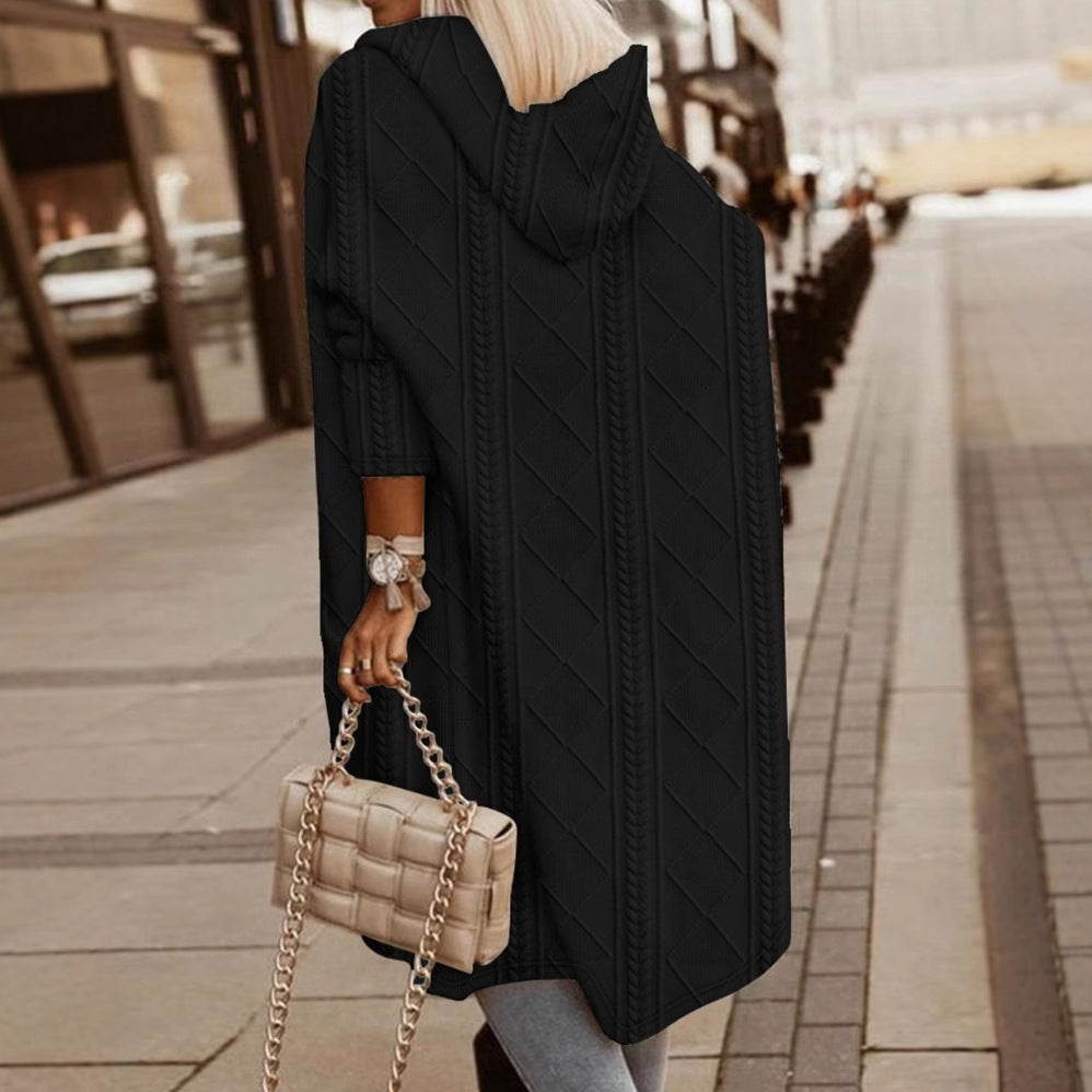 Veste à capuche pour femmes avec surface en rib structuré Chic & Stil