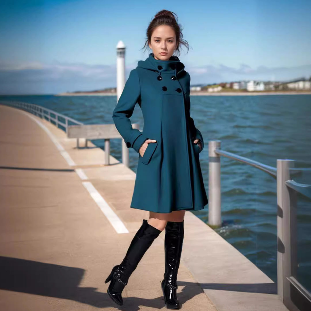 Fashion hoodie coat for women with button details and practical pockets Lune London