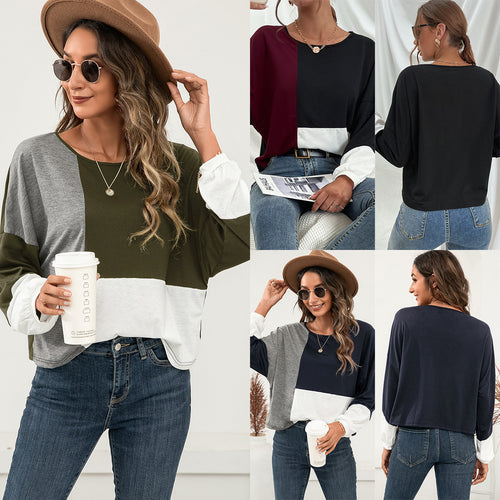 Oversized casual women's T-shirt with color block design and round neck Lune London