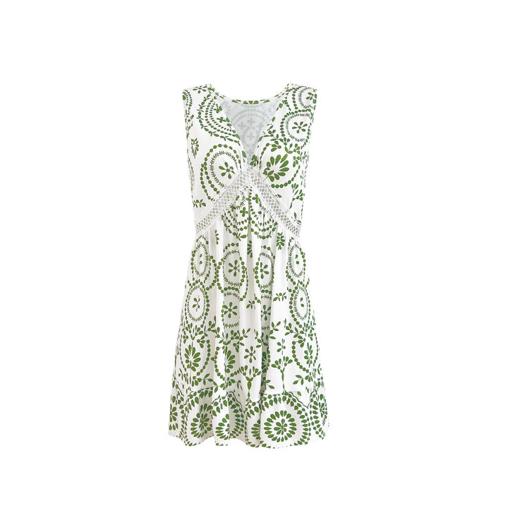 Elegant A-line summer dress for women with a chic spider web floral design