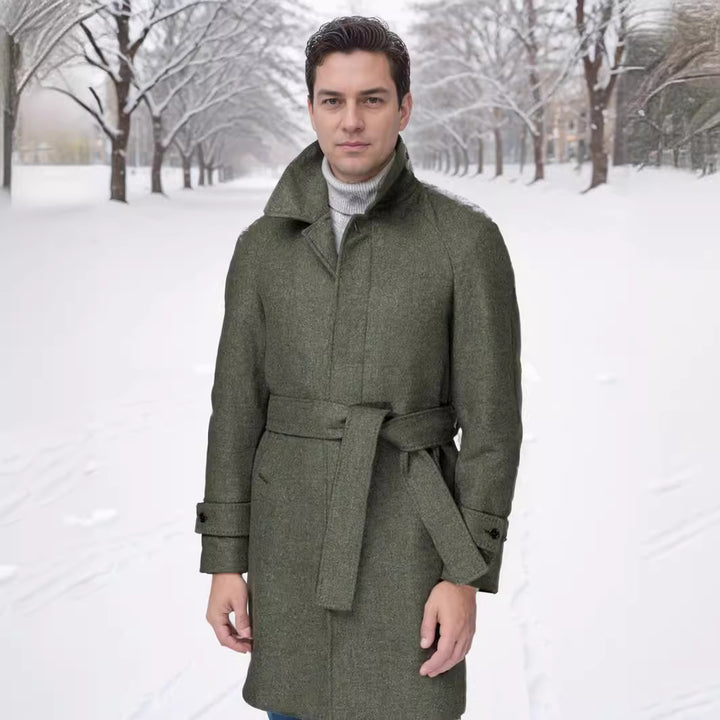 Elegant and fitted trench coat for men in high-quality wool Lune London
