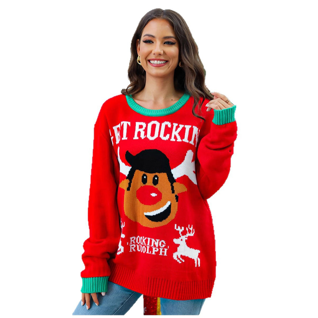 Christmas knitted sweater for women with original deer pattern and relaxed fit Lune London