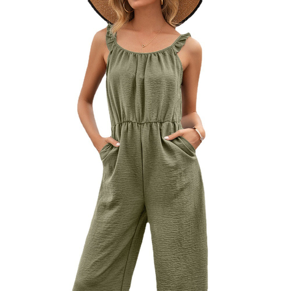 Women’s airy jumpsuit with ruffles and fitted waist Lune London