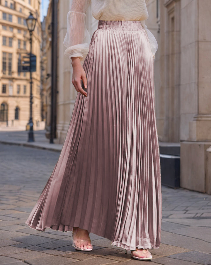 Pleated maxi skirt for women with elastic waist and flowy cut Lune London