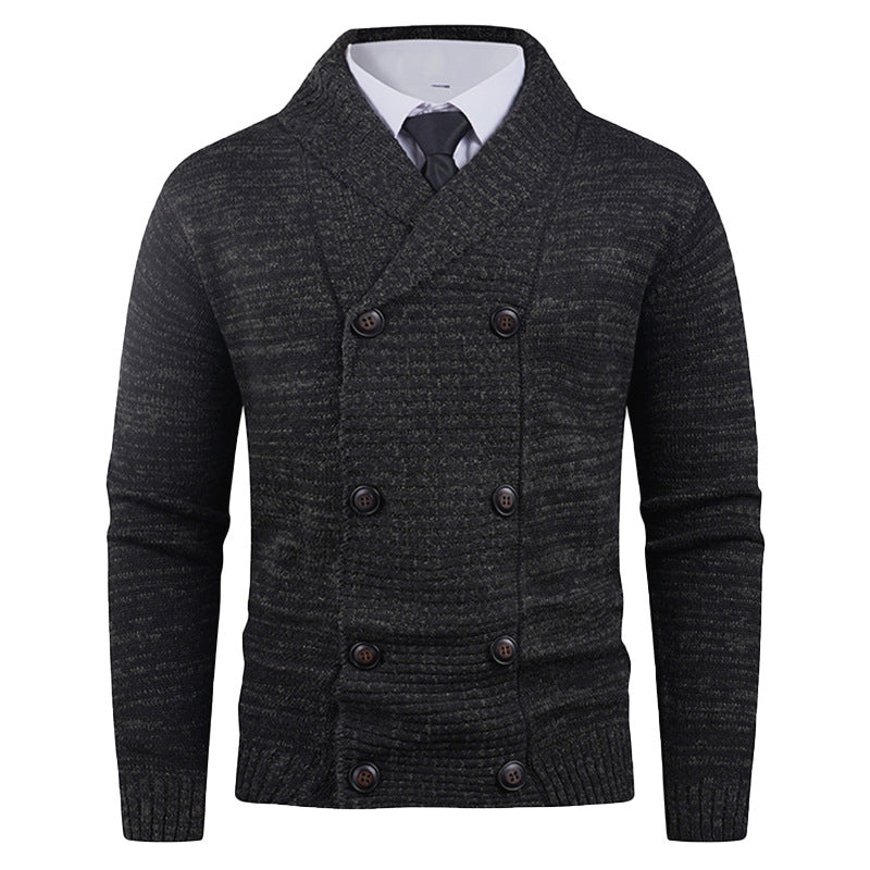 Men's knit jacket with modern shawl collar and practical button details Lune London